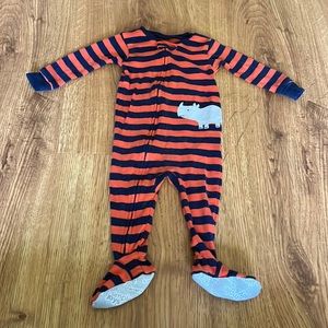 5/$10 Carters Orange and Blue Striped Sleep and Play 6-9m